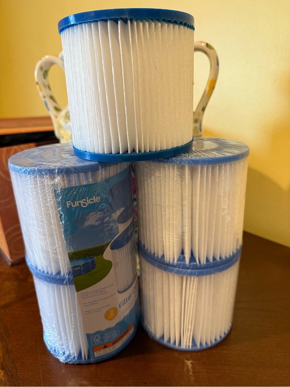 Fursicle Replacement Pool Filter Cartridges - White with Blue Trim (4 Pack)